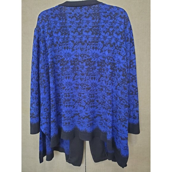 Misook Blue/Black Long Sleeve Knit Cardigan Jacket Size 5XL Shoulder Pads - Picture 5 of 6